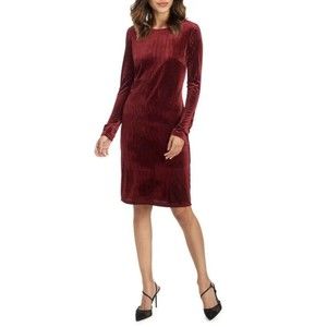 TAHARI RED DOTS VELVET CAREER SHEATH DRESS SIZE M MSRP $138